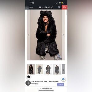 SpiritHoods Black Wolf Faux Fur Coat